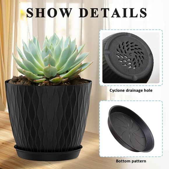 New Flower Pots Outdoor 6 inch Set of 5 Succulent Planters for Indoor - Picture 6 of 7